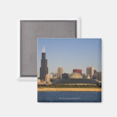 米国、イリノイ、シカゴ、アドラーとの都市スカイライン マグネット (正面/裏面)