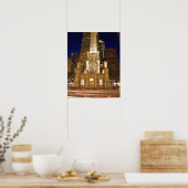 米国、イリノイ、シカゴ、ウォータータワーがライトアップ ポスター (キッチン)