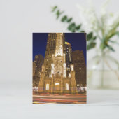 米国、イリノイ、シカゴ、ウォータータワーがライトアップ ポストカード (スタンド正面)