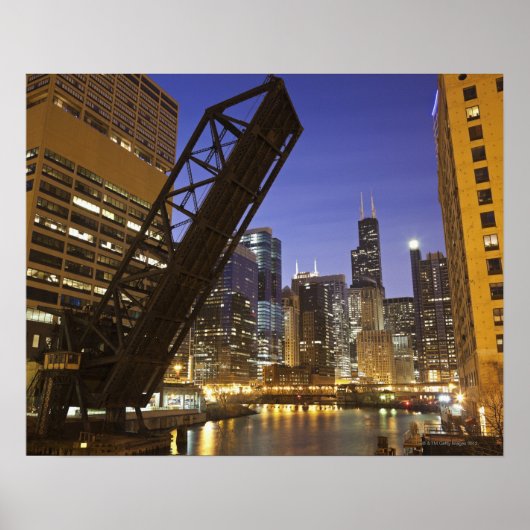 米国、イリノイ、シカゴ、シカゴ川 ポスター (正面)