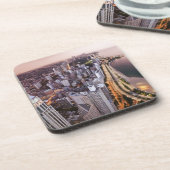 米国、イリノイ、シカゴ、湖の空中写真 コースター (左側)