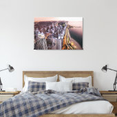 米国、イリノイ、シカゴ、湖の空中表示 キャンバスプリント (インサイチュ (寝室))