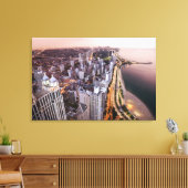 米国、イリノイ、シカゴ、湖の空中表示 キャンバスプリント (インサイチュ (リビング))