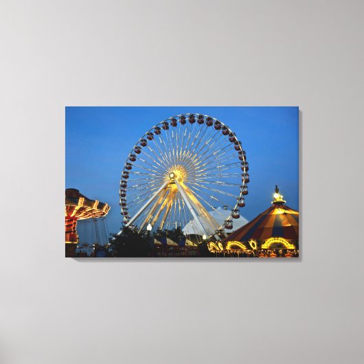 米国、イリノイ、シカゴ、都市景観、ライト キャンバスプリント (正面)