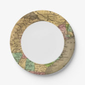 米国,カナダ手彩色地図 ペーパープレート (正面)