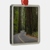 米国、カリフォルニアのレッドウッドの森林を通した道 メタルオーナメント (右)
