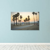 米国、カリフォルニア、サンタ・モニカ・ピア日没 キャンバスプリント (インサイチュ (ウッドフロア))