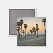 米国、カリフォルニア、サンタ・モニカ・ピア日没 マグネット (正面/裏面)