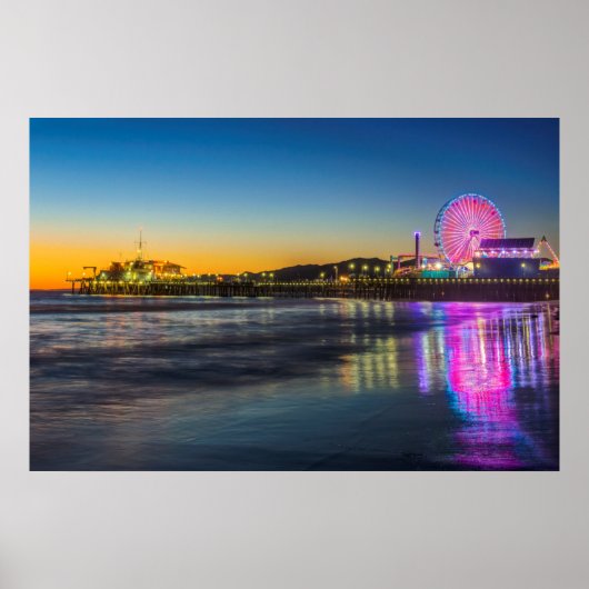 米国、カリフォルニア、ロサンゼルス、サンタモニカ埠頭 ポスター (正面)