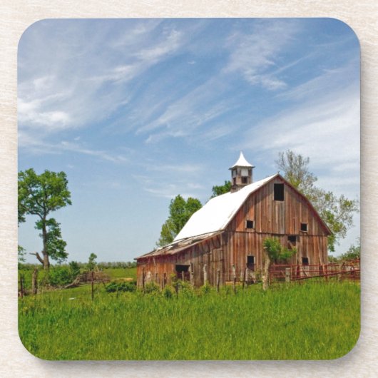 米国、カンザス。 古く赤い納屋 コースター (正面)
