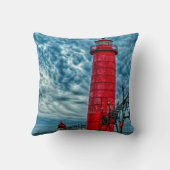 米国,グランドヘブン,ミシガン州,灯台 クッション (裏面)