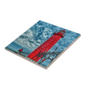 米国，グランドヘブン，ミシガン州，灯台 タイル (側面)