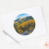 米国、コロラド州。ロッキー山脈の明るい黄色の《植物》アスペン ラウンドシール (封筒)