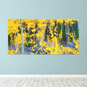 米国、コロラド州。明るい黄色の《植物》アスペンインロッキー2 キャンバスプリント (インサイチュ (ウッドフロア))