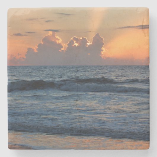 米国、ジョージア、タイビー島、タイビー島ビーチ ストーンコースター (正面)