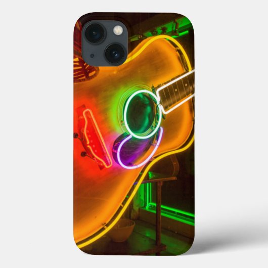 米国、テキサス州、オースティン。 恐喝のネオンギター Case-Mate iPhoneケース (裏面)