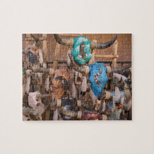 米国、ニューメキシコ、サンタフェ:ダウンタウンサンタフェ ジグソーパズル (横)