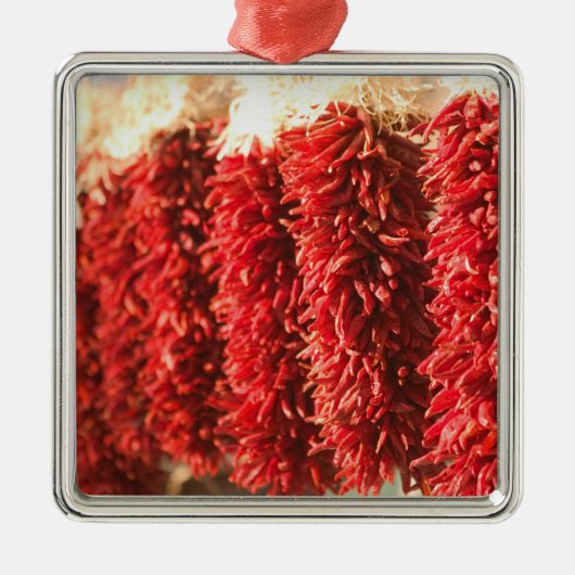 米国,ニューメキシコ,サンタフェ:ダウンタウンSanta Fe, 3 メタルオーナメント (正面)