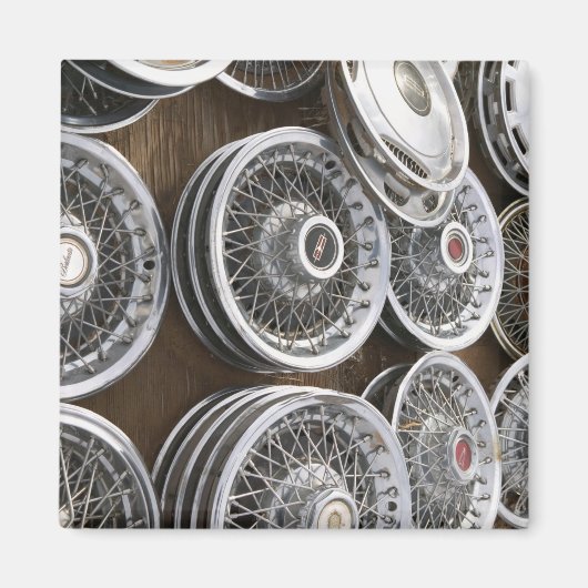 米国，ニューメキシコ，プリウィット：オートハブキャップ/ Rt.66 マグネット (正面)