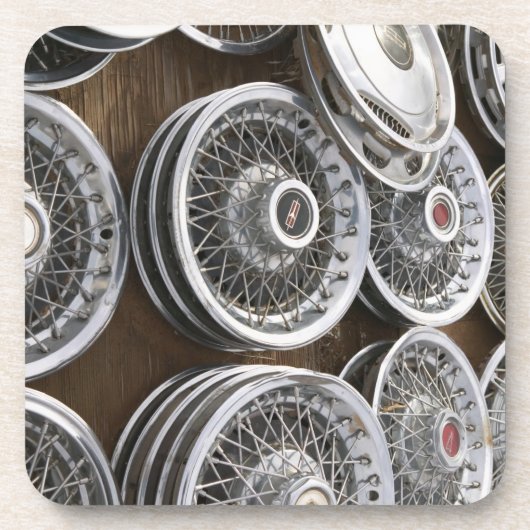 米国、ニューメキシコ、Prewitt: 自動ホイールキャップ/Rt。 66 コースター (正面)