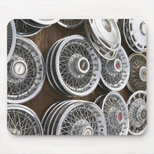 米国、ニューメキシコ、Prewitt: 自動ホイールキャップ/Rt。 66 マウスパッド (正面)