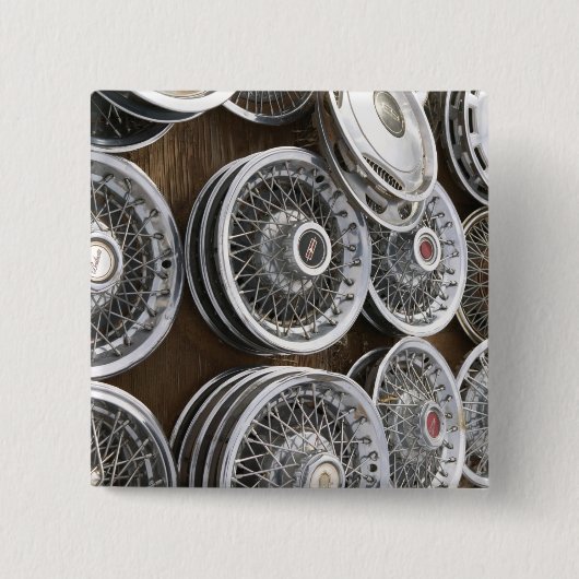 米国、ニューメキシコ、Prewitt: 自動ホイールキャップ/Rt。 66 缶バッジ (正面)