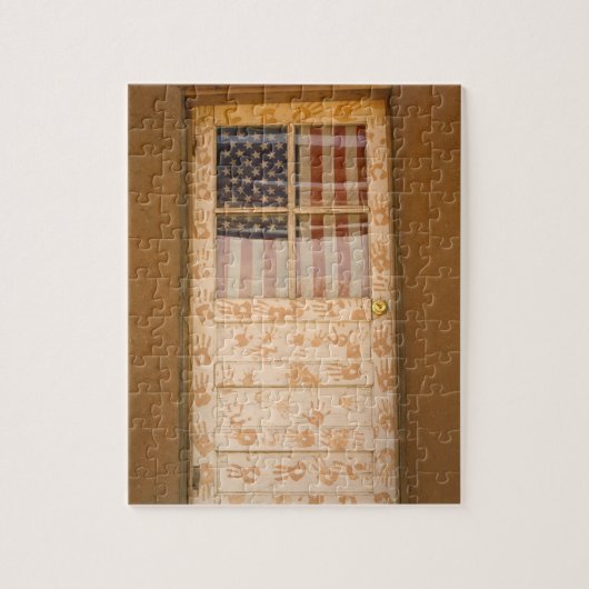 米国、ニューメキシコ、Taos: Taosのインディアンの村落 ジグソーパズル (縦)