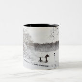 米国、ニューヨークシティ、冬のセントラル・パーク ツートーンマグカップ (中央)