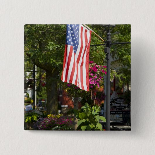 米国、ニューヨーク、Lewiston。 付す米国旗 缶バッジ (正面)