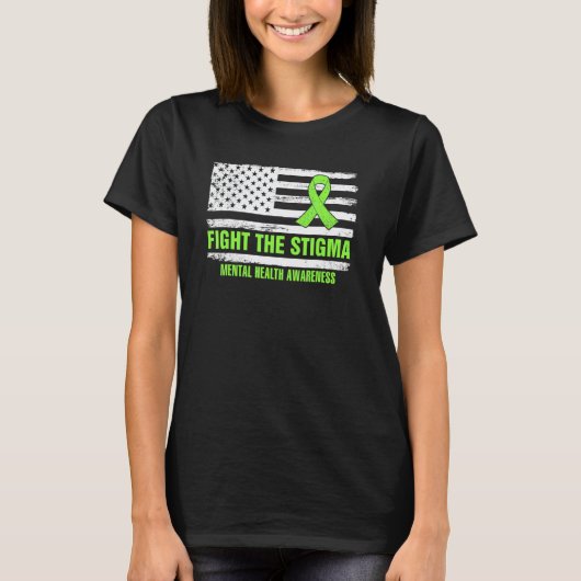 米国 フラグ 精神的健康の認識のための月間 ステigma撲滅 tシャツ (正面)