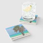 米国、フロリダ。 エメラルドの海岸のヤシの木 ストーンコースター (横)