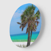 米国、フロリダ。エメラルドコーストのヤシの木 ラージ壁時計 (傾斜)