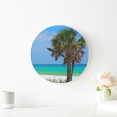 米国、フロリダ。エメラルドコーストのヤシの木 ラージ壁時計 (ホーム)