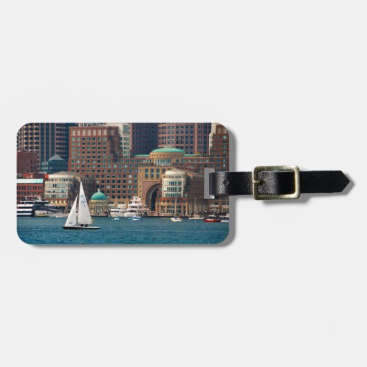 米国、マサチューセッツ州ボストンウォーターフロントスカイライン2 ラゲッジタグ (正面横)