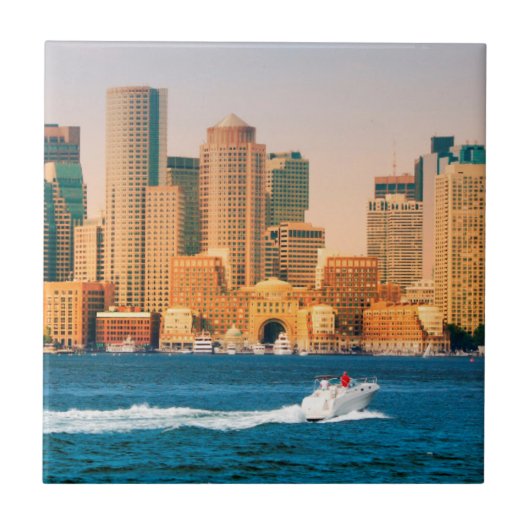 米国、マサチューセッツ州ボストンウォーターフロントパノラマ タイル (正面)