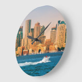 米国、マサチューセッツ州ボストンウォーターフロントパノラマ ラージ壁時計 (傾斜)