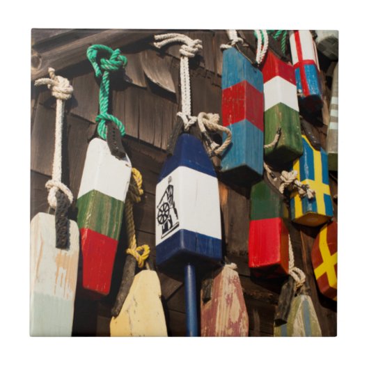 米国、マサチューセッツ、グロスター、ロブスターブイ2 タイル (正面)