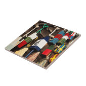 米国、マサチューセッツ、グロスター、ロブスターブイ2 タイル (側面)