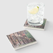 米国、マサチューセッツ、ボストンのドングリに沿う家 ストーンコースター (横)