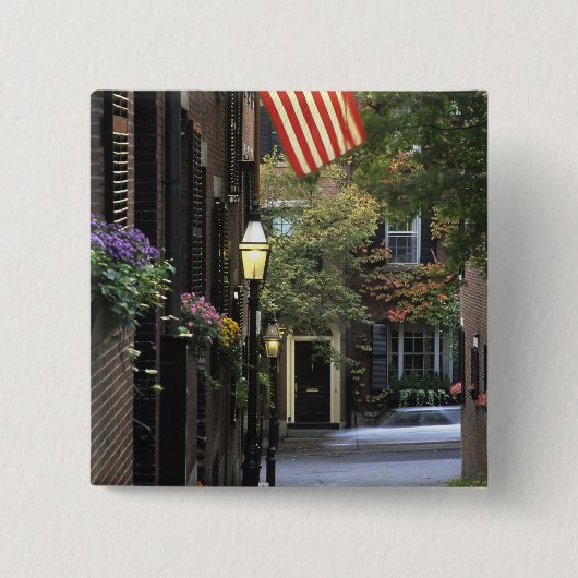 米国、マサチューセッツ、ボストンの標識丘 缶バッジ (正面)