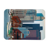 米国、マサチューセッツ。ボストンウォーターフロントスカイライン マグネット (横)