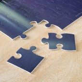 米国、ミシガン、デトロイトのスカイライン、夜 ジグソーパズル (側面)