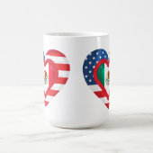 米国/メキシコ国旗ハートデザイナーマグカップ コーヒーマグカップ (中央)