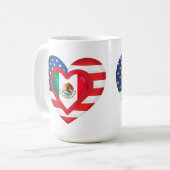 米国/メキシコ国旗ハートデザイナーマグカップ コーヒーマグカップ (正面左)
