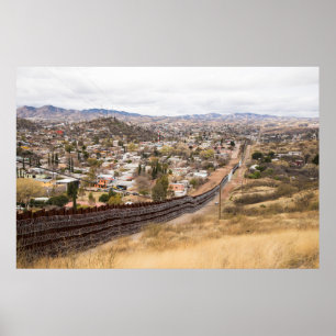 米国·メキシコ縁どの壁写真ポスター ポスター