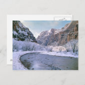 米国、ユタ、シオンNP。峡谷は新雪が降る ポストカード (正面/裏面)