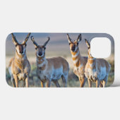 米国、ワイオミングの4つのPronghornカモシカの木びき台 Case-Mate iPhoneケース (裏面 (横))