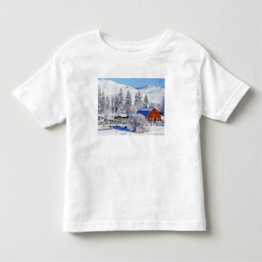 米国、ワシントン州のMethowの谷、納屋 トドラーTシャツ (正面)
