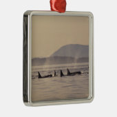 米国、ワシントン、サンフアン諸島オルカ メタルオーナメント (右)