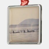 米国、ワシントン、サンフアン諸島オルカ メタルオーナメント (左)